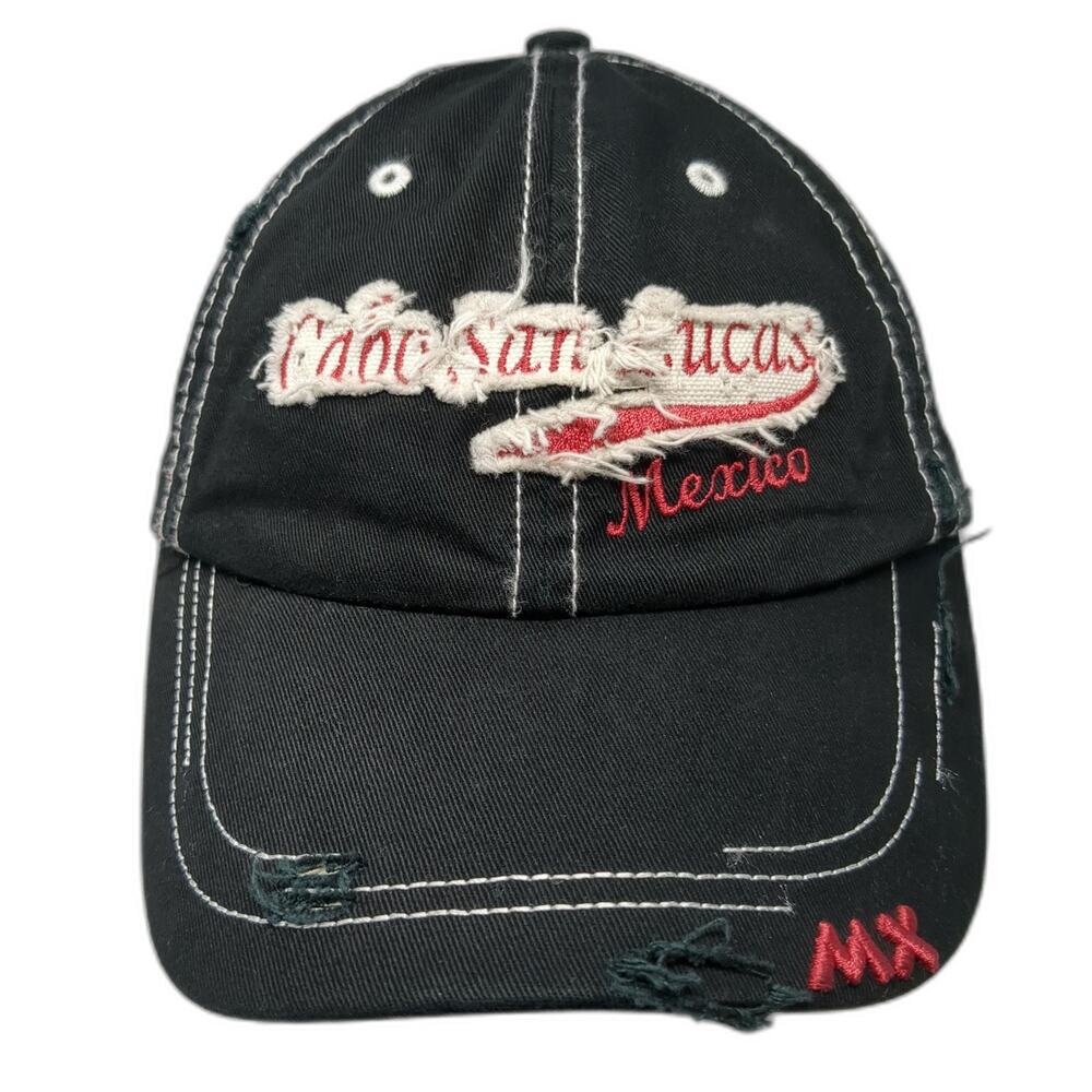 Cabo San Lucas Mexico Slideback Baseball Cap Black One Size Distressed Dkps